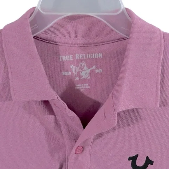 NWT True Religion Men's Designer Cotton Logo Polo MAUVE ORCH